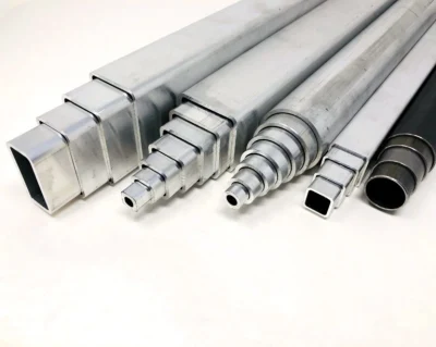 Diam. Tubo in acciaio quadrato perforato 14ga 7/16&quot; su tutti e quattro i lati, fori distanza centrale 1&quot; superficie zincata