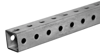 Diametro tubo in acciaio quadrato telescopico 14ga 7/16&quot; su tutti e quattro i lati, fori distanza centrale 1&quot; superficie zincata