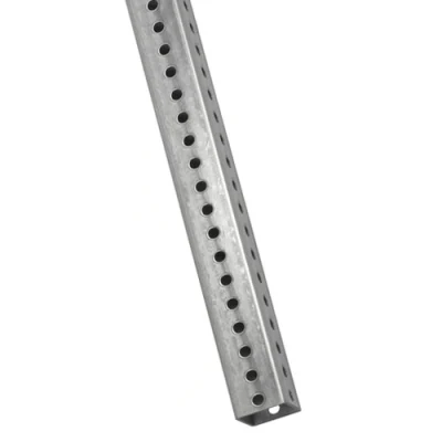 Diam. Tubo in acciaio quadrato perforato 14ga 7/16&quot; su tutti e quattro i lati, fori distanza centrale 1&quot; superficie zincata