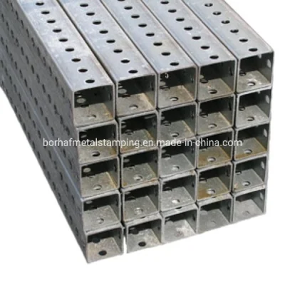 HDG Perforated Square Tube Steel Structural pile Outdoor Signs Traffic Post segno
