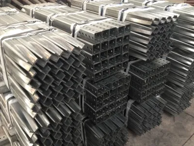 Montante quadrato in acciaio galvanizzato per recinzione/segnaletica montanti U preforati