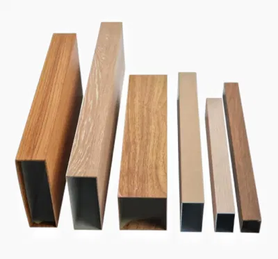 Pannello parete con cortina in alluminio estruso in legno rettangolare Rivestimento in polvere/grana per tubo cavo quadrato in alluminio per soffitto