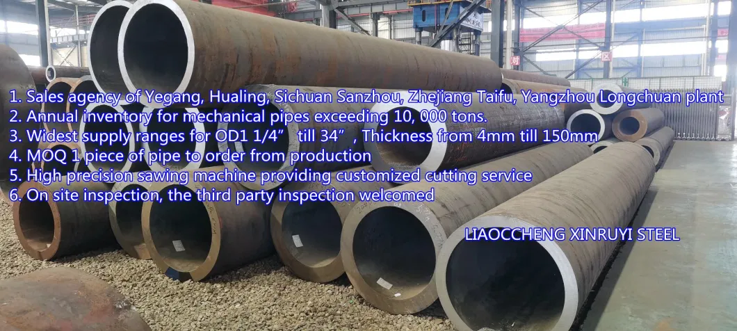 Round Mechanical Seamless Steel Structural and Mechanical Tubes En10297 E355n S355j2h C45, En8, St52 in Big Diameter