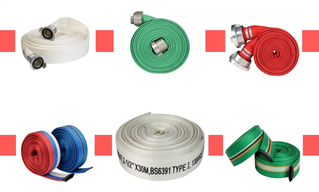 White Branch Pipe Fire Couplings Double-Jacket PVC/PU/ Rubber Lay-Flat Discharge Fire Hose (multiple size options)