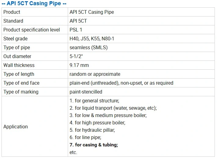 Price API 5L Gr. B Seamless Carbon Steel Pipe Oil Casing