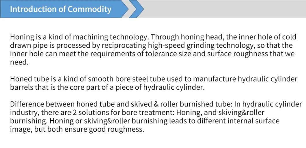 Cold Drawn Hot Rolled Deep Hole Bored Seamless Honed Carbon Steel Tube for Hydraulic Cylinder Tube