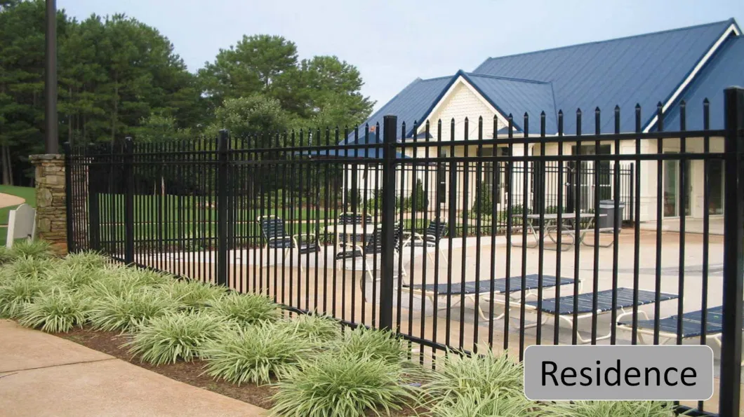 Tubular Iron Railing Metal Security Fencing Wrought Iron Steel Square Pipe Railing Design Aluminum Fence Panel Guardrail Pressed Top Garden Aluminum Slat Fence