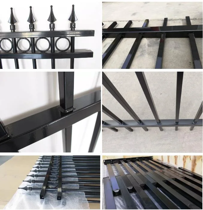 Home Garden Fence Top Spear Fencing Square Pipes Tubular Iron Railing Coated Different Color Steel Fence Panel House Gate Grill Design Aluminum Slat Wall Fence