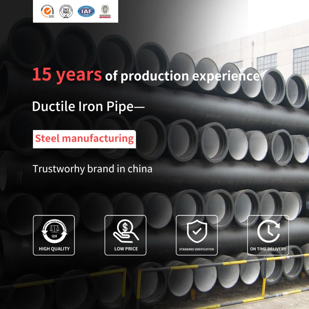 ISO 2531 K9 DN400 DN600 Factory Direct Sales Price Cement Lining Bitumen Coated Ductile Cast Iron Pipes