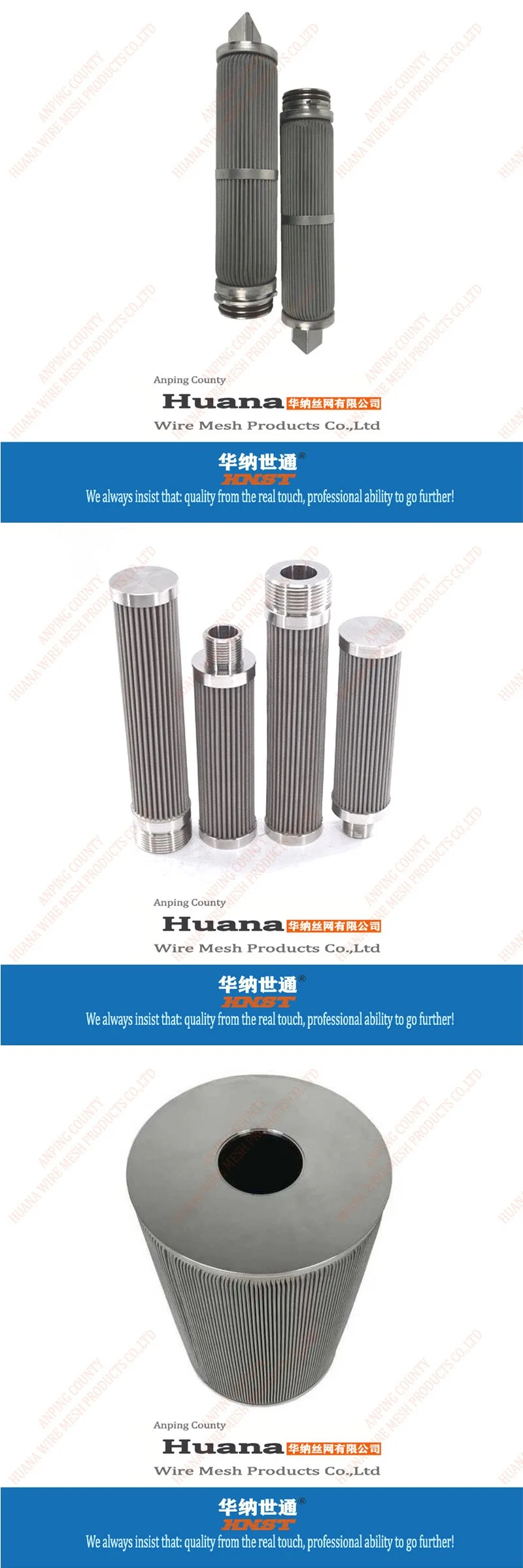 AISI 304 316 316L Stainless Steel Sintered Cartridge Pleated Mesh Filter Tube