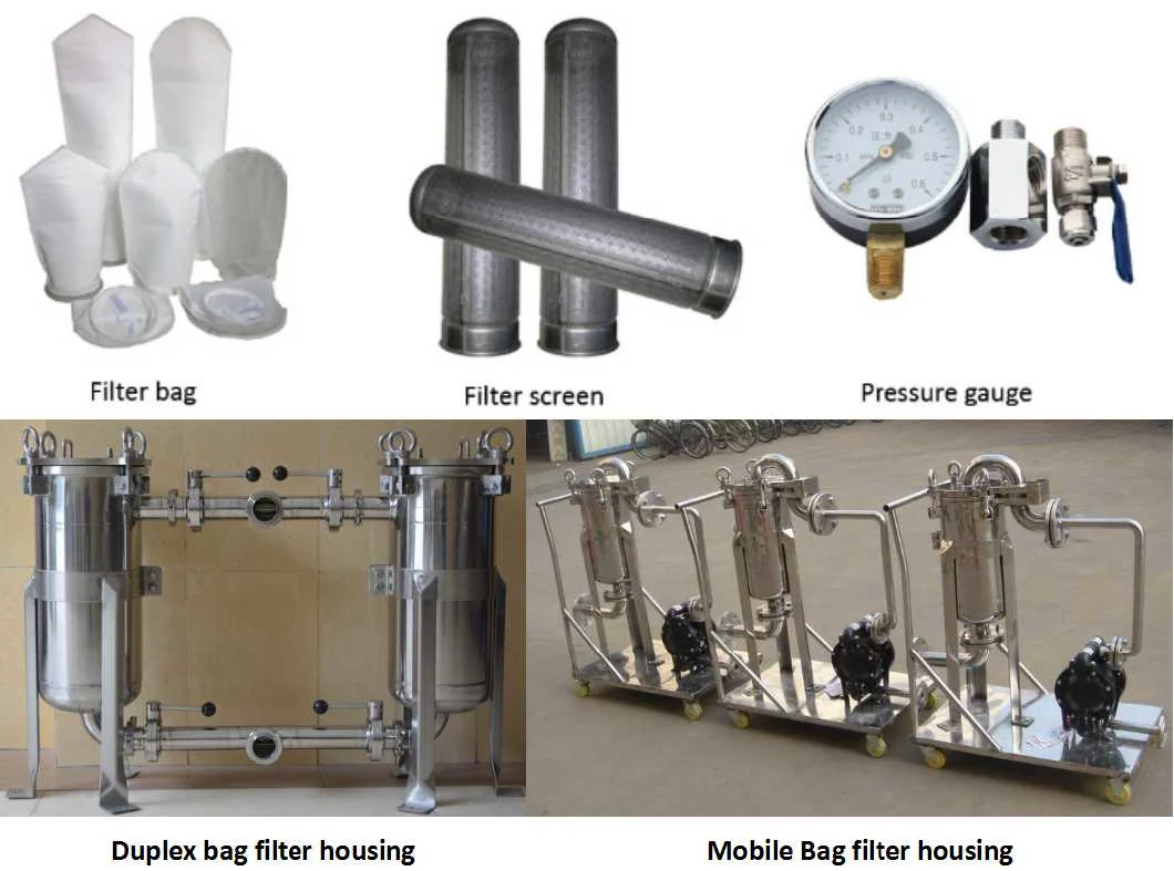 Industrial Large Flow #1/2 Stainless Steel 304 Triple Bag Filter Housing for Oil/Chemicals/High Iscosity Liquids Treatment