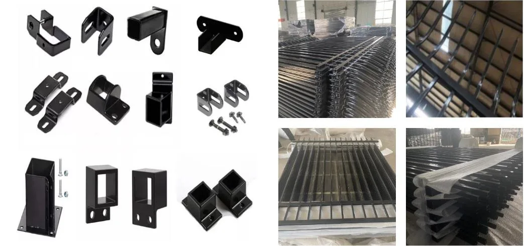 Free Sample Flat Top Metal Fencing House Gate Grill Design Zinc Steel Fence Aluminum Slat Square Pipe Railing Security Picket Guardrail Yard Wall Fence