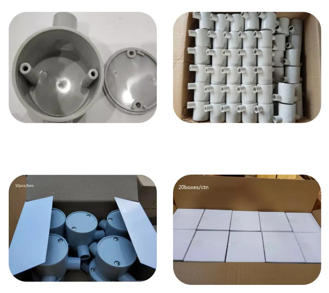 PVC Electrical Conduit Fitting Accessories 3 Way Shallow Junction Box