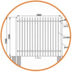 Home Garden Fence Top Spear Fencing Square Pipes Tubular Iron Railing Coated Different Color Steel Fence Panel House Gate Grill Design Aluminum Slat Wall Fence