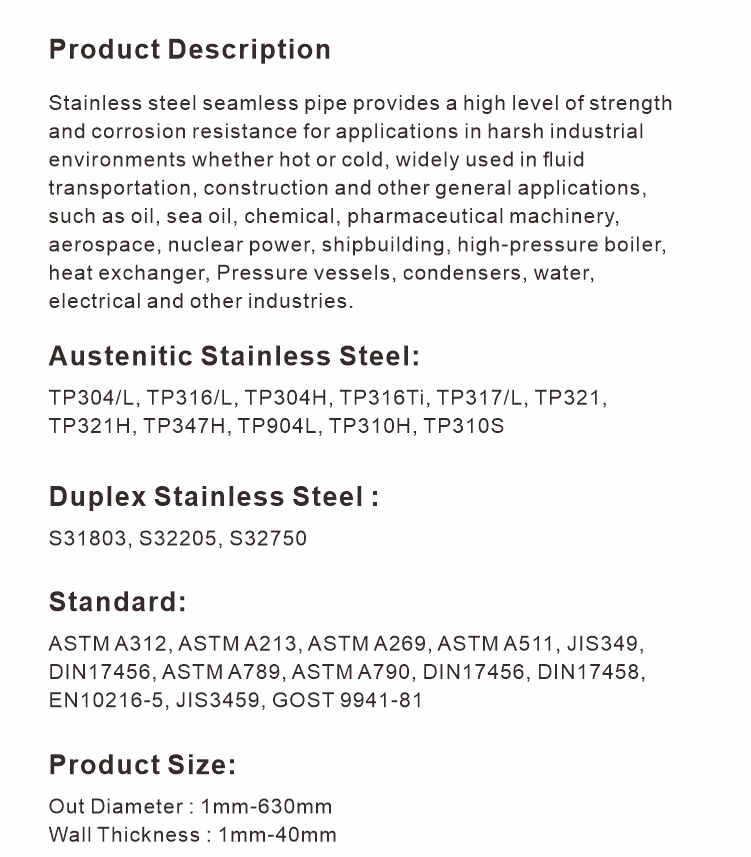 Stainless Steel Seamless Pipe - ASTM A312 316/316L