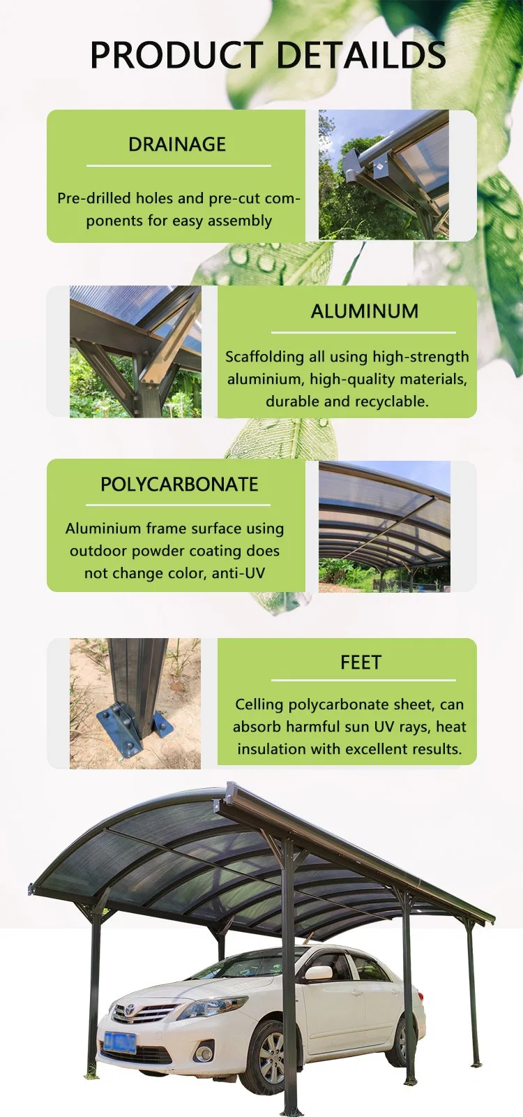 Wing Roofing Ceiling Material Curved Roof Luxury Covers Single High Quality Car Ports and Shelters Shed Carports for Parking