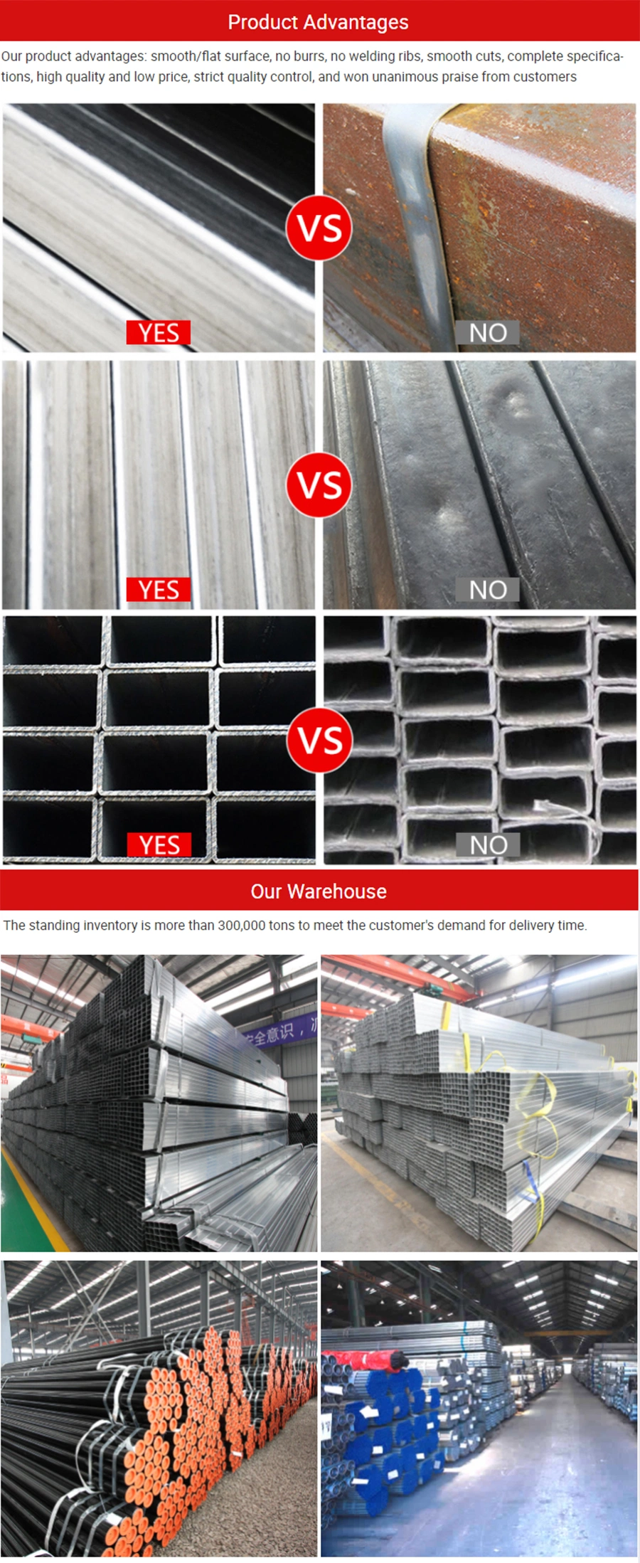 China Manufacturer Supply Low Price ASTM 1 Inch Square Iron Pipe/ Black Square Tube/ Galvanized Rectangular Steel Pipe for Building, Construction Material
