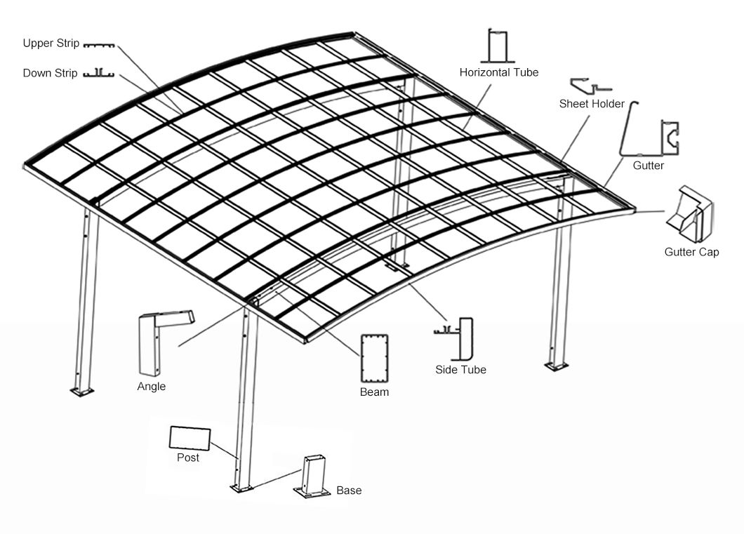 20X48&prime; Metal Exterior Window Solar Solid Canvas Carport Cover for Commercial Parking Lot