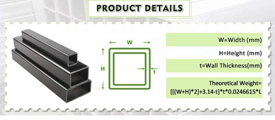 High Quality Best Price 35-75G/M2 Zin Coated Pre Galvanized Square and Rectangular Steel Pipe