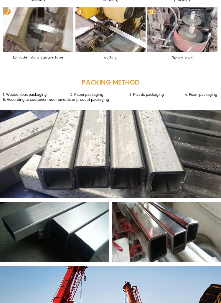 Industrial Thick Wall Large Diameter Square Tube 316 201 304 304L 321 310S Stainless Steel Decorative Rectangular Tube