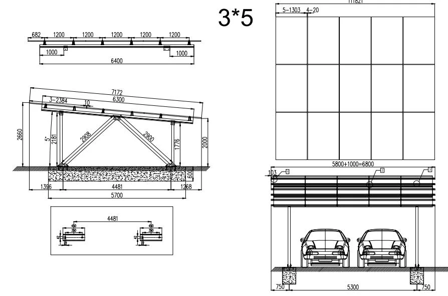 Customized HDG Steel / Aluminum Solar Carport Manufacturer