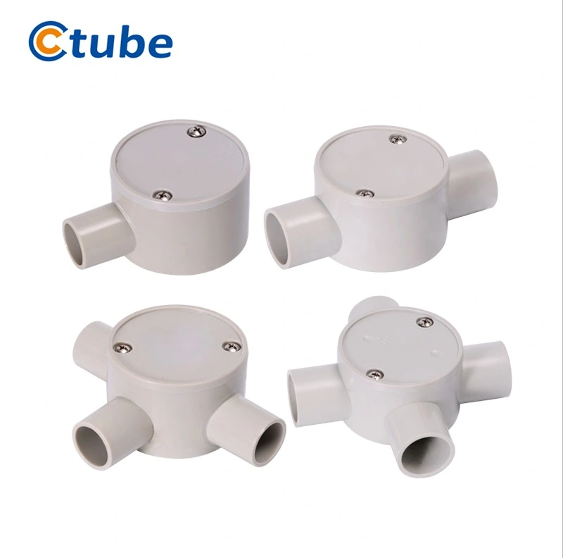 PVC Electrical Conduit Fitting Accessories 3 Way Shallow Junction Box