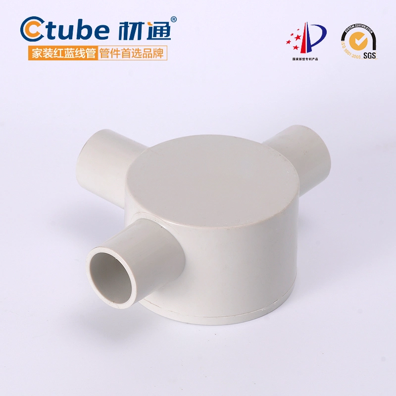 PVC Electrical Conduit Fitting Accessories 3 Way Shallow Junction Box