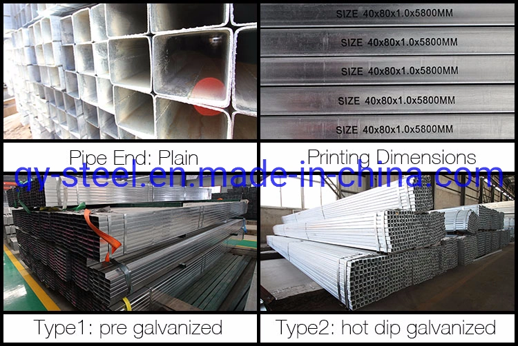 Mild Carbon Steel Galvanized Gi Rectangular Square Steel Tube Factory