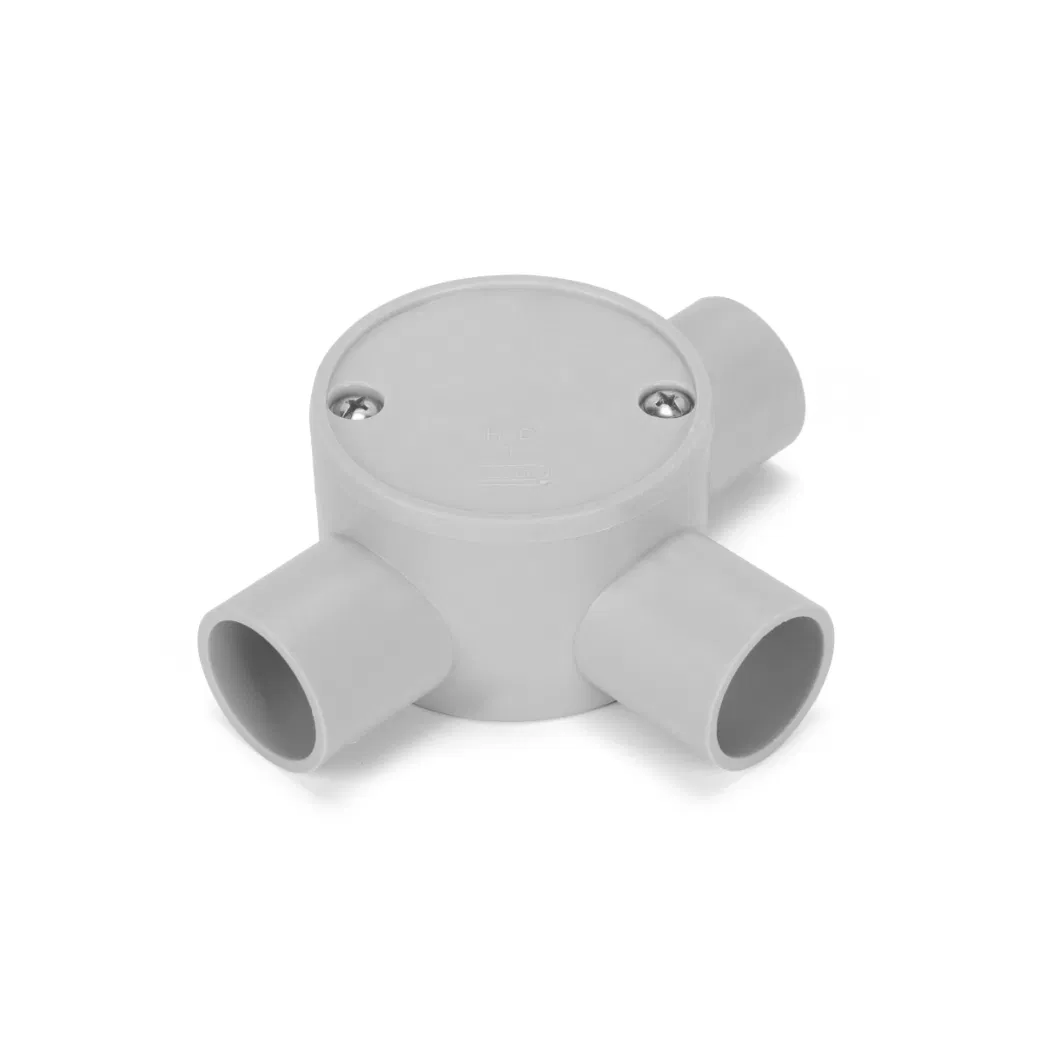 PVC Electrical Conduit Fitting Accessories 3 Way Shallow Junction Box