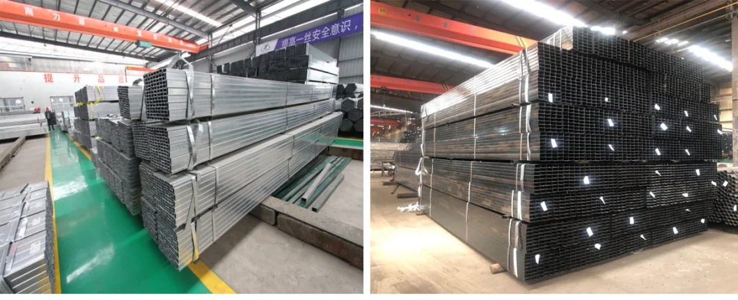 Rhs Hollow Section Rectangular Zinc Coating Gi Iron Tube Carbon Black Hot Dipped Zn Coated ASTM A500 A36 Structural Shs Ms Square Tube Galvanized Steel Pipe