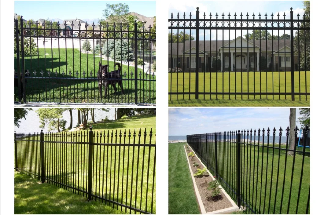 Home Garden Fence Top Spear Fencing Square Pipes Tubular Iron Railing Coated Different Color Steel Fence Panel House Gate Grill Design Aluminum Slat Wall Fence