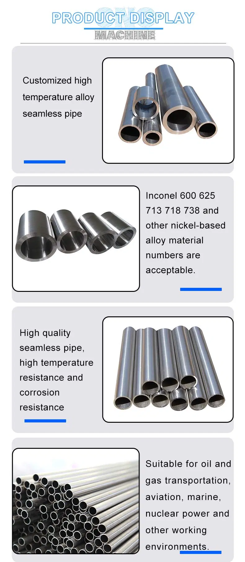 High Quality Custom Size Inconel 718 600 625 738 Precision Seamless Tubing Tubes Pipes for Structural Purposes