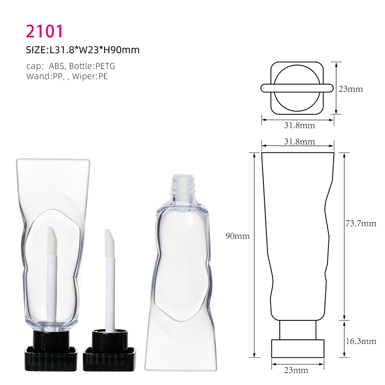 ODM Transparent Color Square Lipgloss Containers and Packaging Screen Printing Plastic Cheap Lipgloss Tubes