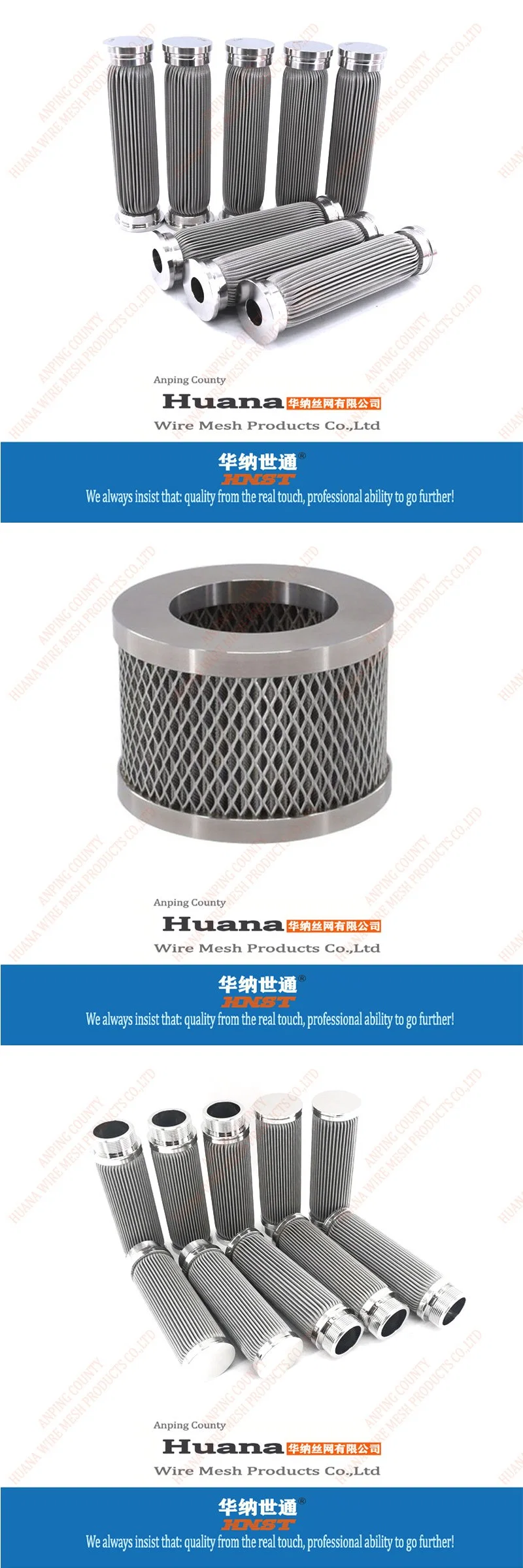 AISI 304 316 316L Stainless Steel Sintered Cartridge Pleated Mesh Filter Tube