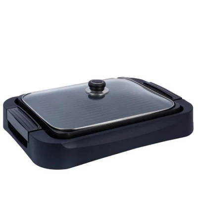  2022 Hot Sale Factory Price Wholesale 1800W Smokeless Non-Stick BBQ Electric Grill Pan with Tempered Glass Lid