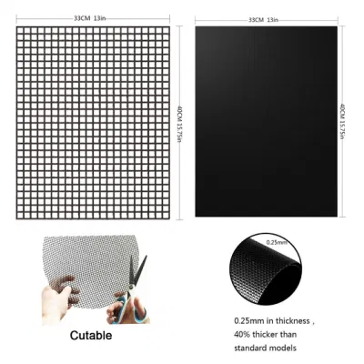  Food Safe Heat Resistant PTFE BBQ Grill Mesh Mat with Edges