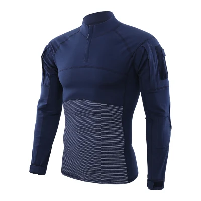 Esdy Solid Color Men&prime;s Long Sleeve Tactical Shirt Outdoor Sports Frog Shirt