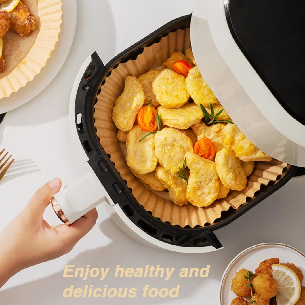 Disposable Air Fryer Tray Liner Paper Pad Non-Stick Cooking Mat Baking Paper Filters Silicone Oil Paper Kitchen Appliances, 50PCS/Pack, 6.3*1.77in