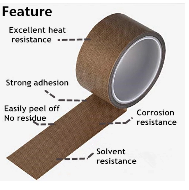 Non-Stick and Heat Resistant PTFE Adhesive Tape Fiberglass Cloth Tape for Sealing Machine