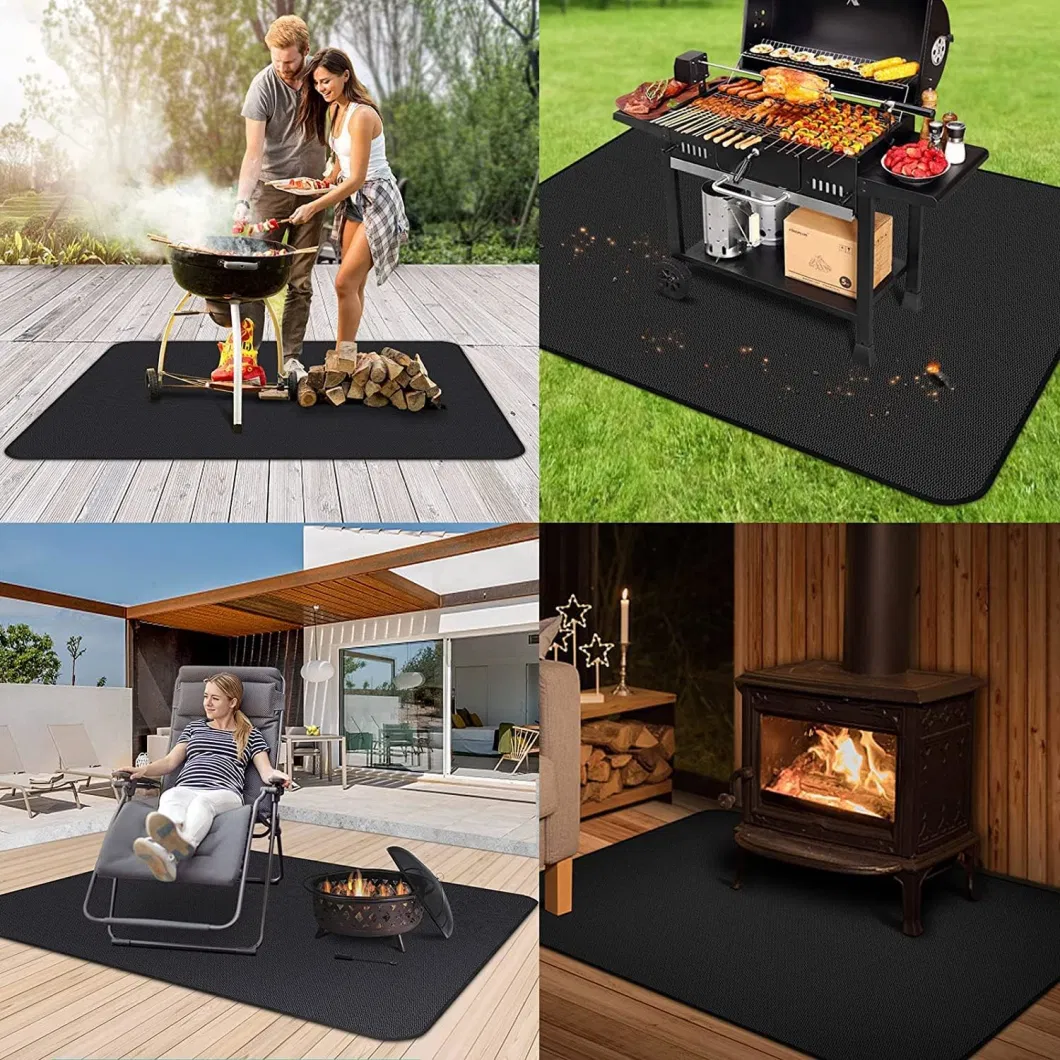 High Quality BBQ Under Grill Pit Mat Fire Pit Floor Mat with Silicone Coating