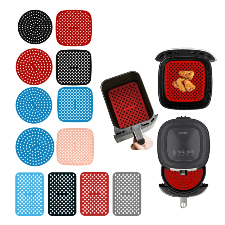 Reusable Air Fryer Oven Baking Tray Baking Chicken Basket Silicone Pot Grill Pan Tools Air Fryer Rack Mat