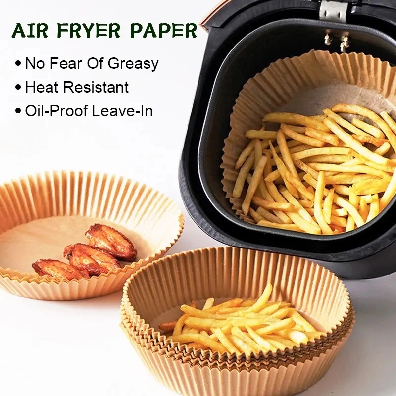 Disposable Brown and White Silicone Coated Air Fryer Paper Liners Baking Paper