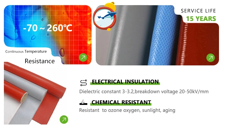 Custom 0.4mm 0.5 mm Heat Resistant High Temp Thermal Conductivity Silicone Coated Glass Fabric