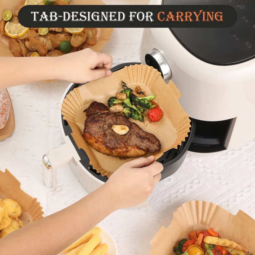 Disposable Air Fryer Tray Liner Paper Pad Non-Stick Cooking Mat Baking Paper Filters Silicone Oil Paper Kitchen Appliances, 50PCS/Pack, 6.3*1.77in