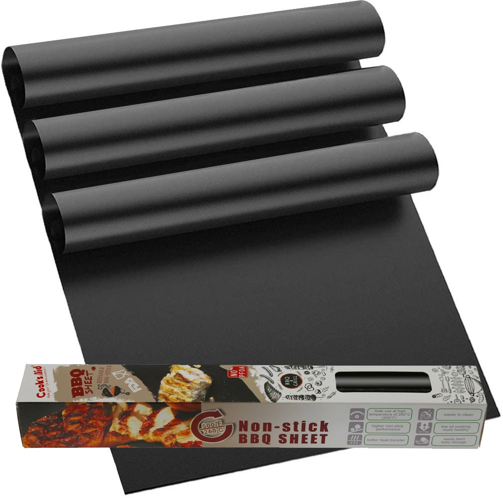 Customized Fireproof Non Stick BBQ Grill Mats PTFE Cooking Sheet Oven Liner
