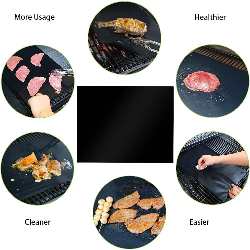 Customized Fireproof Non Stick BBQ Grill Mats PTFE Cooking Sheet Oven Liner