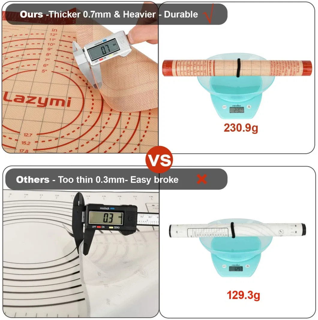 Facotry Supply Food Grade Silicone Baking Mat Oven Mat with Measurement