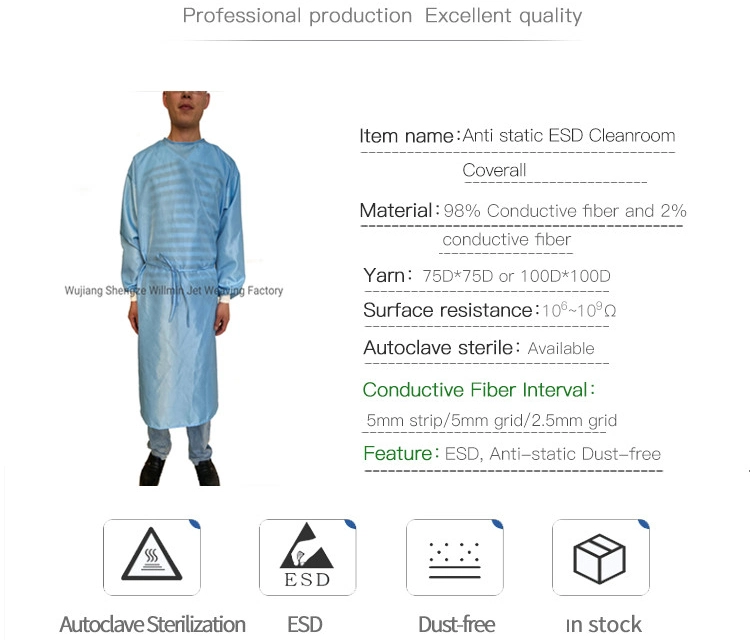 Washable Anti-Static Work Clothes Cleanroom
