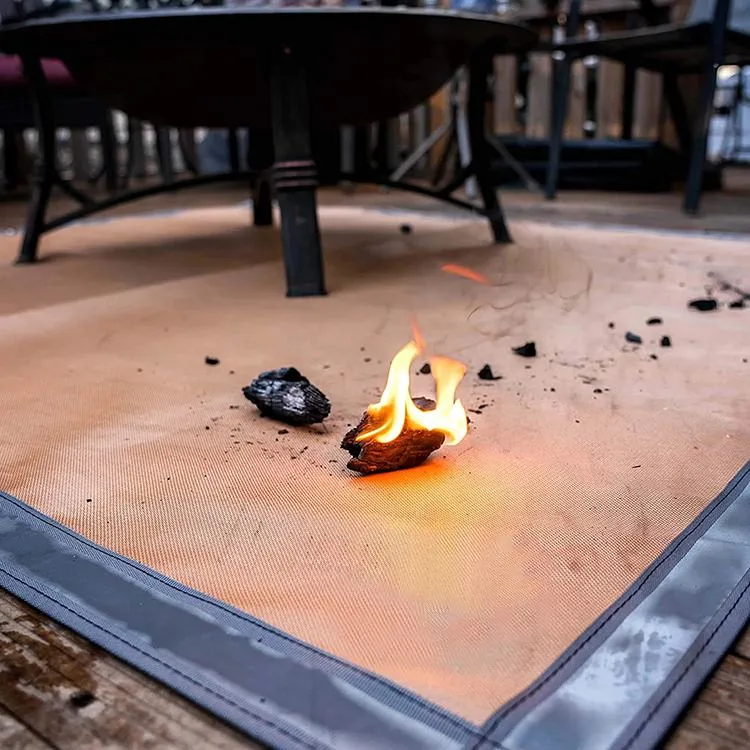 High Quality Deck Fireproof Protection Cooking BBQ Camping Use Embers Round Black 24 36 Inch Coated Silicon Fire Pit Mat Manufacturer