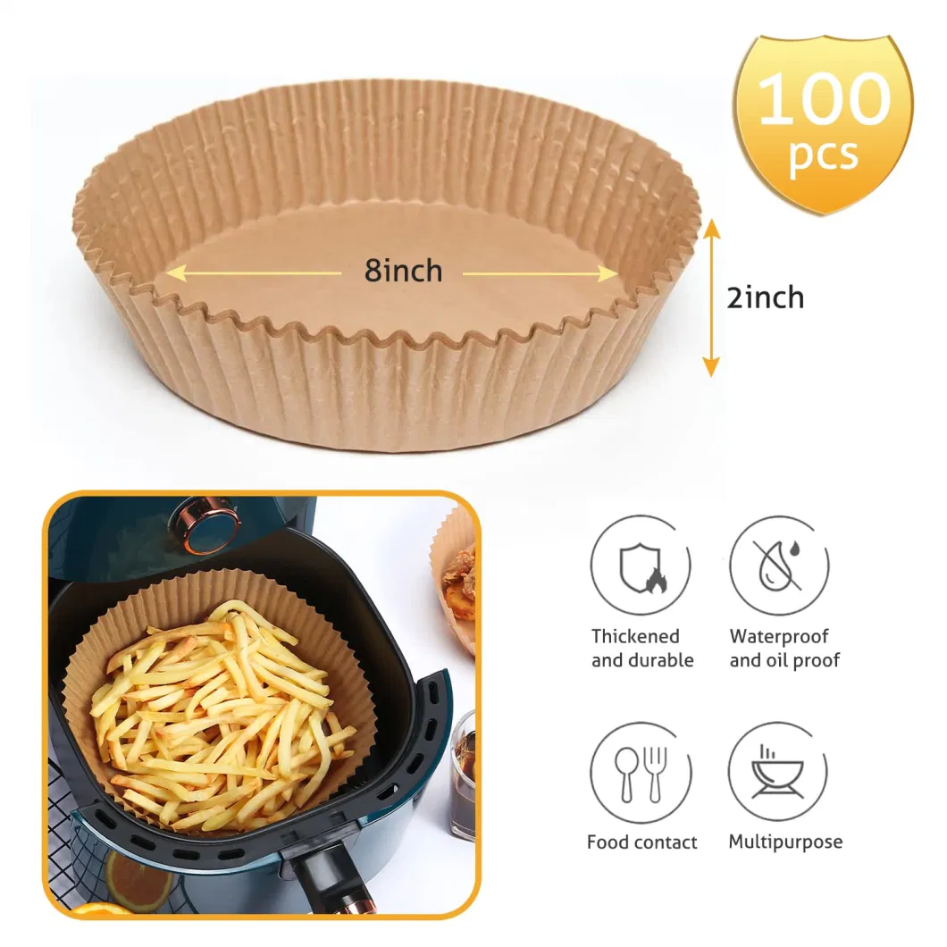 Disposable Air Fryer Tray Liner Paper Pad Non-Stick Cooking Mat Baking Paper Filters Silicone Oil Paper Kitchen Appliances, 50PCS/Pack, 6.3*1.77in